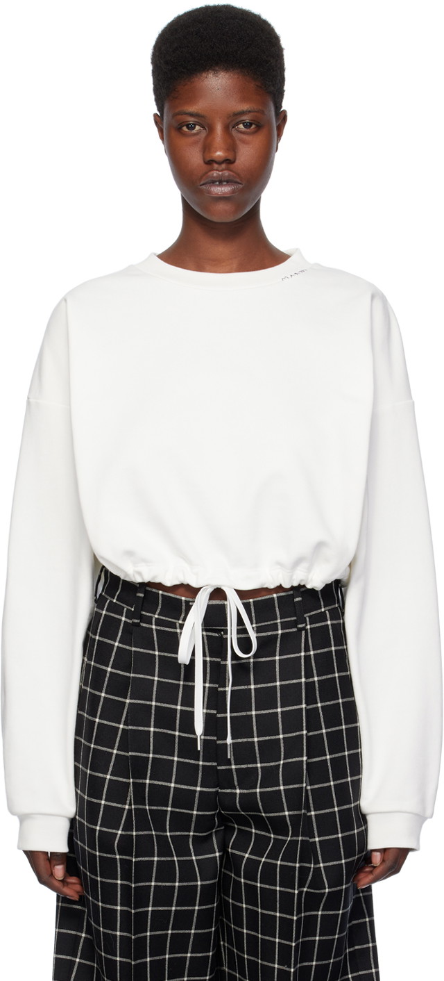 Sweatshirt Marni Drawstring Sweatshirt Fehér | FLJE0198S0 UTC275