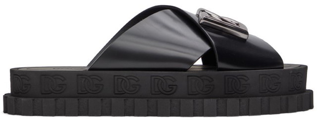 Sneakerek és cipők Dolce & Gabbana Black Logo Sandals Fekete | A80257 A1203