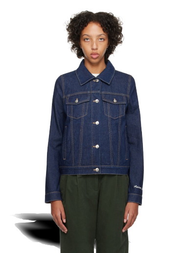 Dzsekik MAISON KITSUNÉ Embroidered Denim Jacket Sötétkék | LW02107WW0081