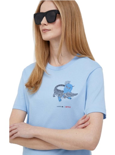 Póló Lacoste x Netflix Organic Cotton Jersey T-shirt Kék | TF7349