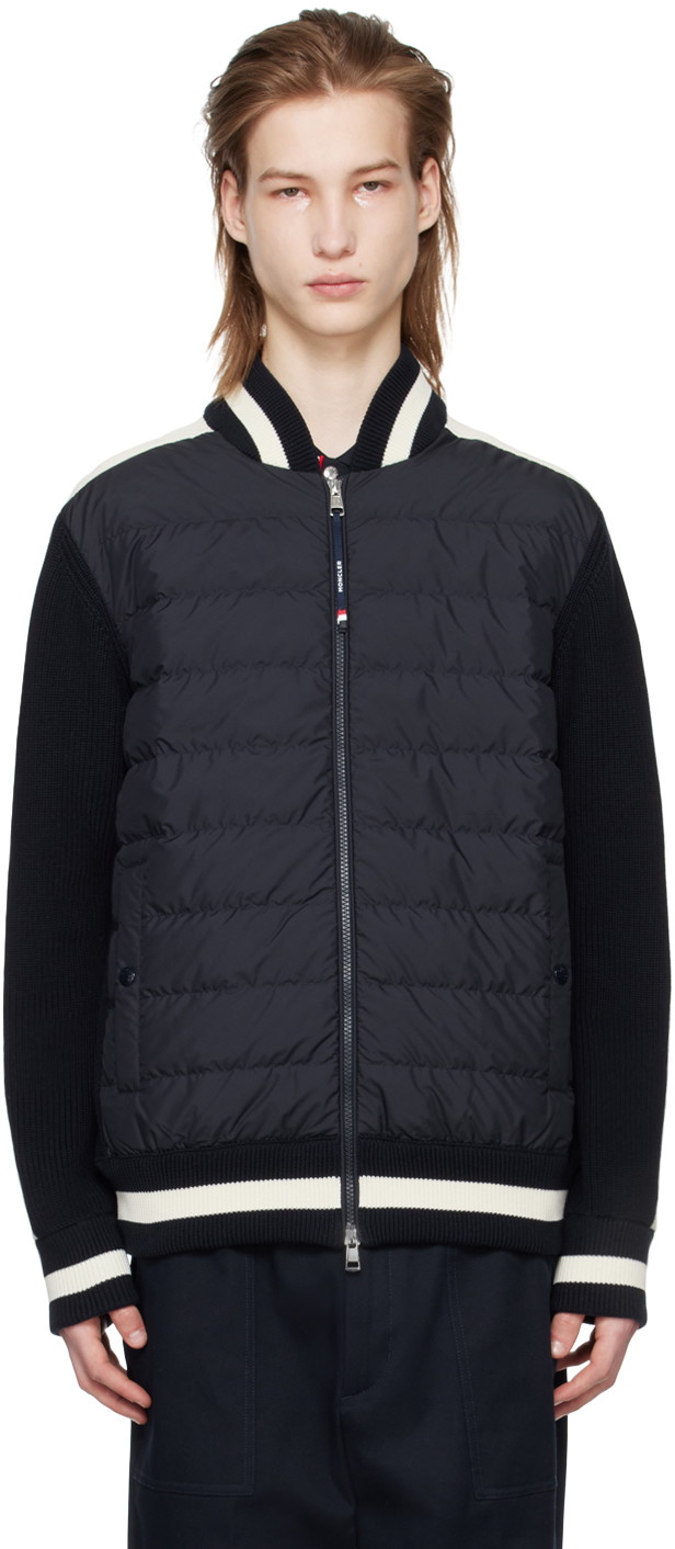 Pulóver Moncler Quilted Down Cardigan Sötétkék | J10919B00006M1509