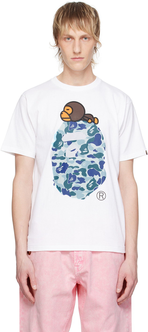 Póló BAPE BAPE White ABC Camo Milo On Big Ape T-Shirt Fehér | 002TEK301004M