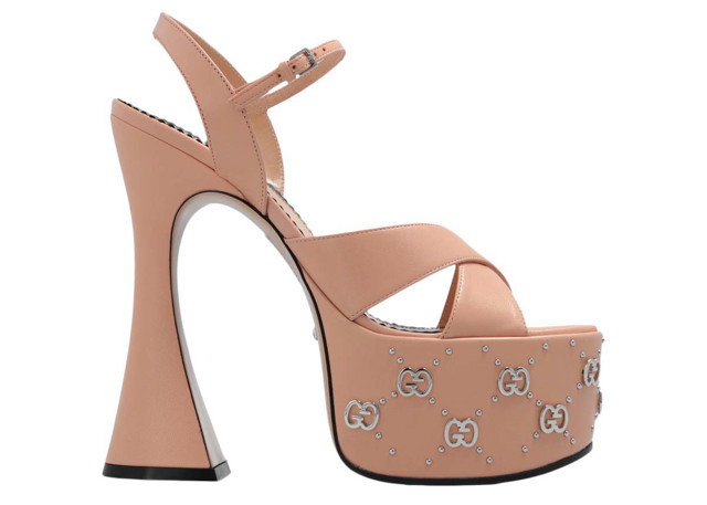 Sneakerek és cipők Gucci Interlocking G Leather Platform Sandals Pink (Women's) Bézs | 719843 C9D00 5909