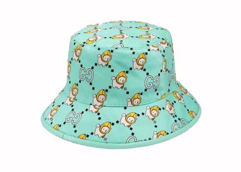 Kalapok Gucci GG Animal Print Bucket Hat Light Blue Türkizkék | 736960 4HAX3 8469