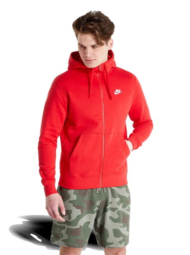 Sweatshirt Nike Sportswear Club Hoodie Full-Zip Brushed Back 
Piros | BV2645-657