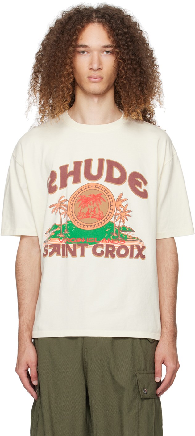 Póló Rhude 'Saint-Croix' T-Shirt "Off-White" Fehér | RHPS24TT11012611