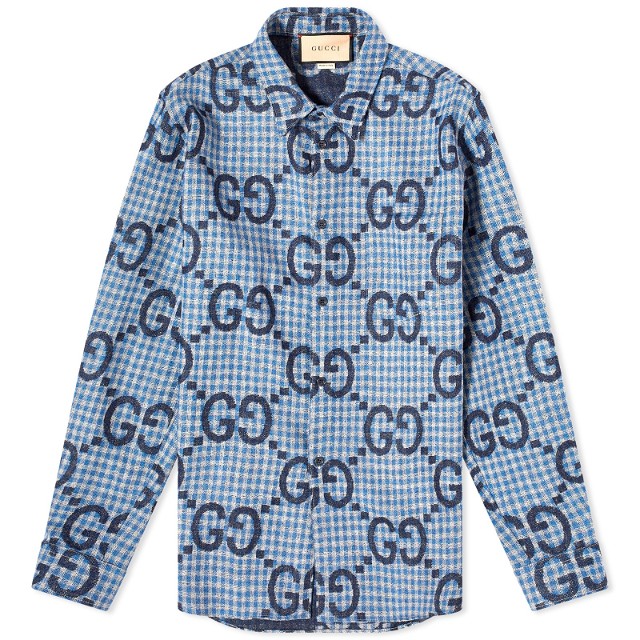 Ing Gucci Jumbo GG Check Shirt Kék | 770438-ZAOBM-4061