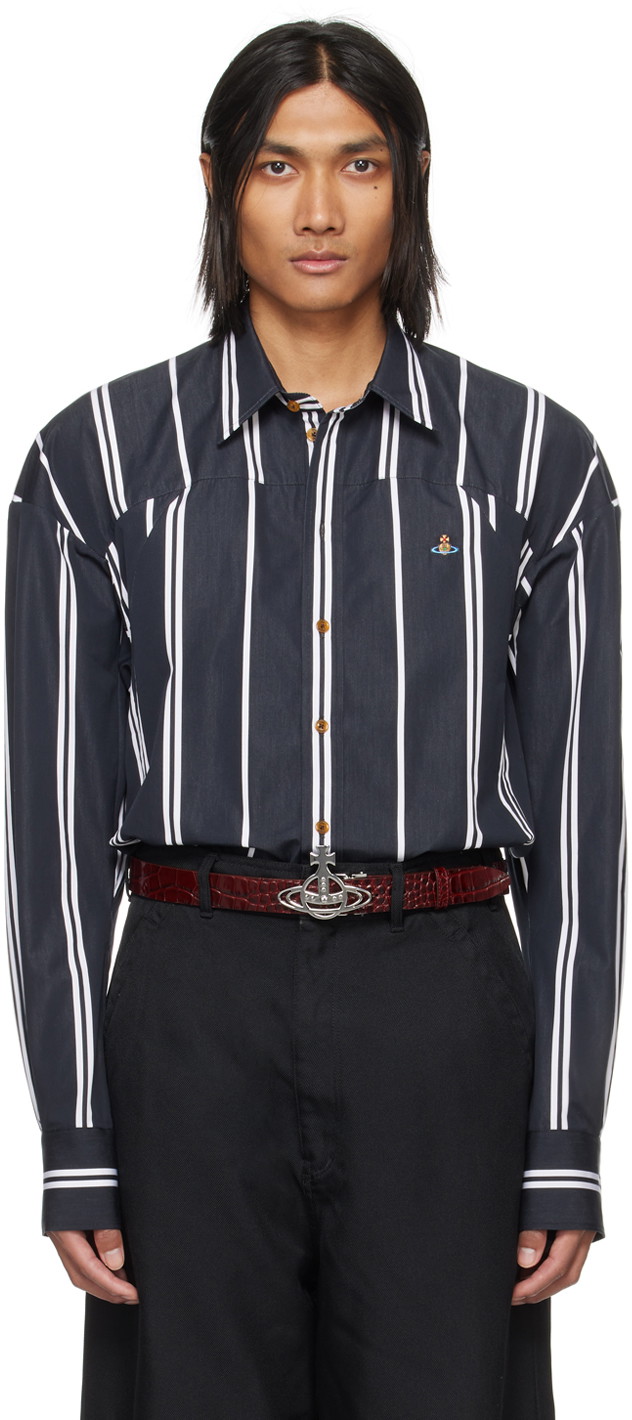 Ing Vivienne Westwood Striped Shirt Sötétkék | 3501001I-W00L9-PI