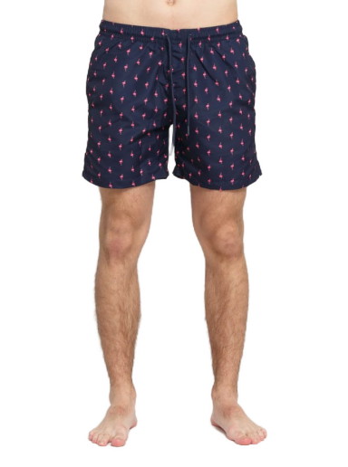 Fürdőruha Urban Classics Pattern Swim Shorts Sötétkék | TB2679 Navy/ Pink