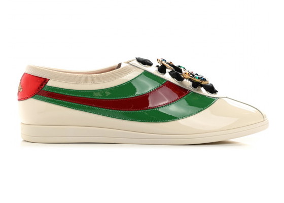 Sneakerek és cipők Gucci Falacer Patent Leather Sneaker White Red Crystal (Women's) Zöld | 519278 BS7Y0 9067