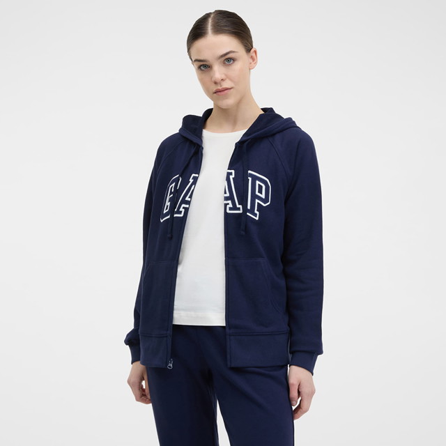 Sweatshirt GAP Fullzip Logo Hoodie Navy Uniform Sötétkék | 870536-02