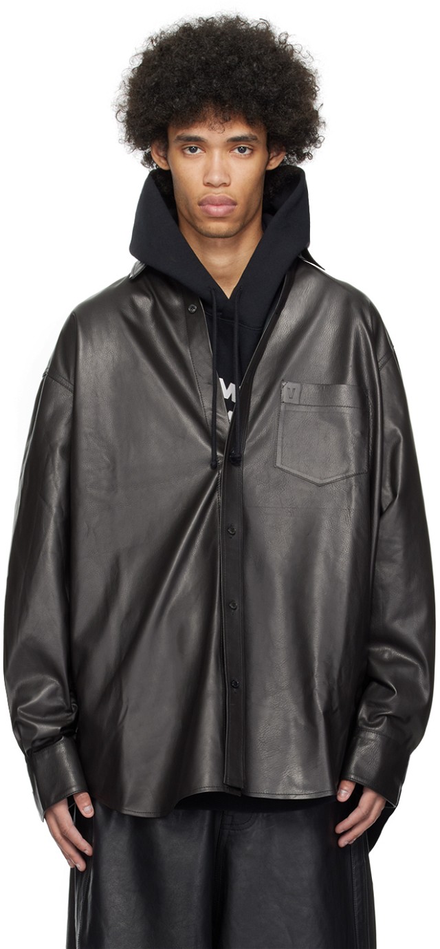 Ing VETEMENTS Classic Leather Shirt Fekete | UE64SH100B