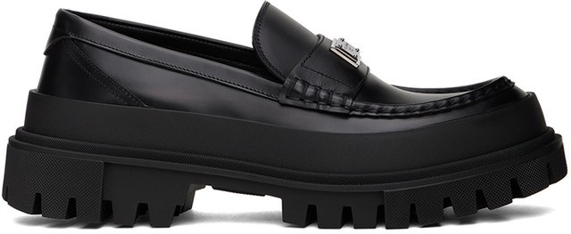 Sneakerek és cipők Dolce & Gabbana Black Hi-Trekking Loafers Fekete | A30170AI027