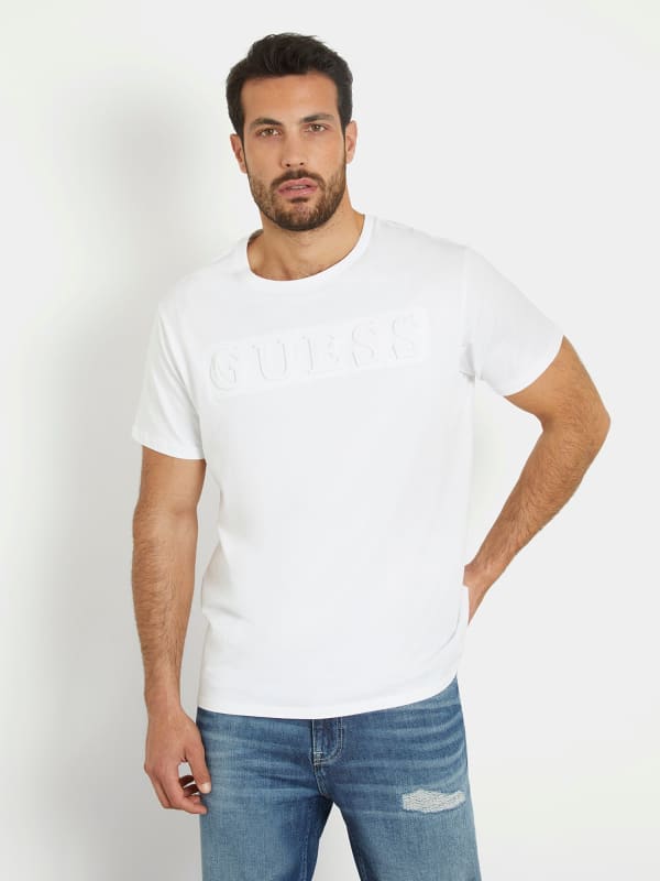 Póló GUESS Embossed Logo T-Shirt Fehér | M4PI0EK8HM4