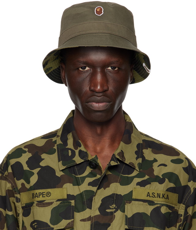 Kalapok BAPE 1st Camo One Point Reversible Bucket Hat Zöld | 001HTK301003M