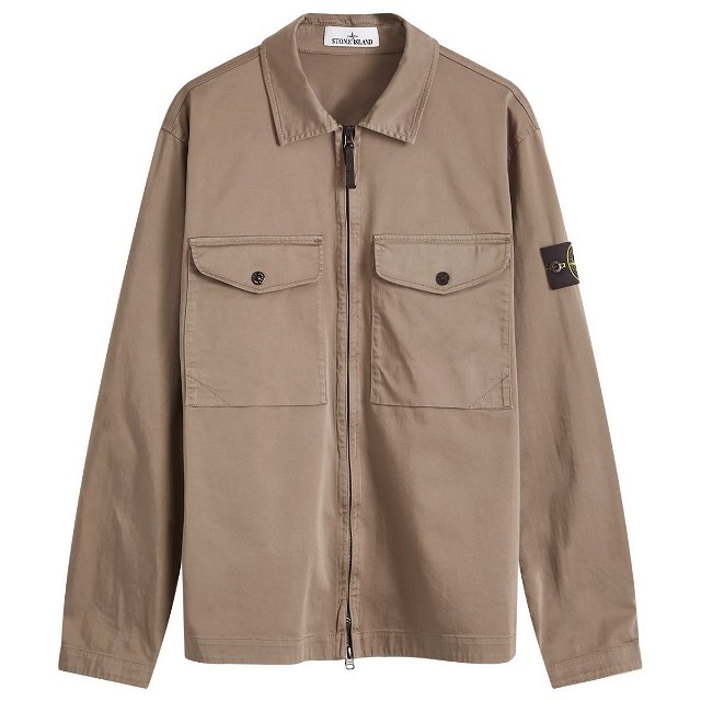 Dzsekik Stone Island 2 Pocket Garment Dyed Shirt Jacket Barna | 811512808-V0075
