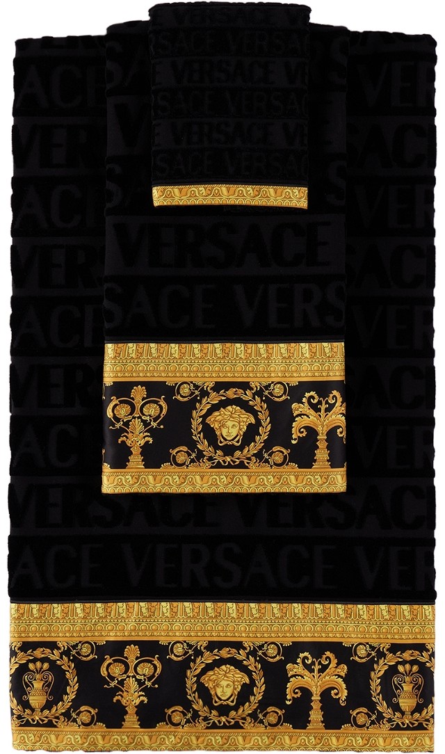 Flexstyle Versace I Heart Baroque Towel Set Fekete | ZSET5TO01ZCOSP052