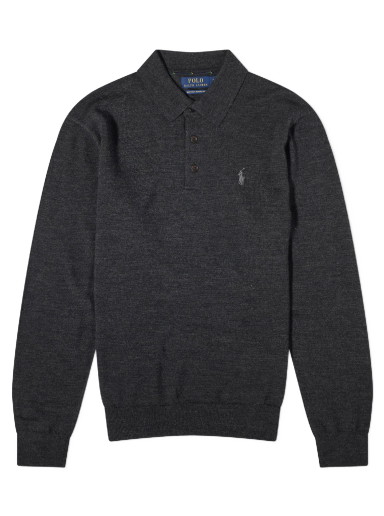 Sweatshirt Polo by Ralph Lauren Polo Ralph Lauren Long Sleeve Knitted Polo Dark Granite Heather Fekete | 710876852002