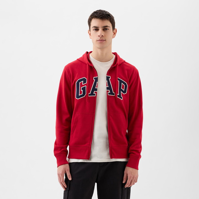 Sweatshirt GAP French Terry Fullzip Logo Hoodie Lasalle Red 
Piros | 868454-03