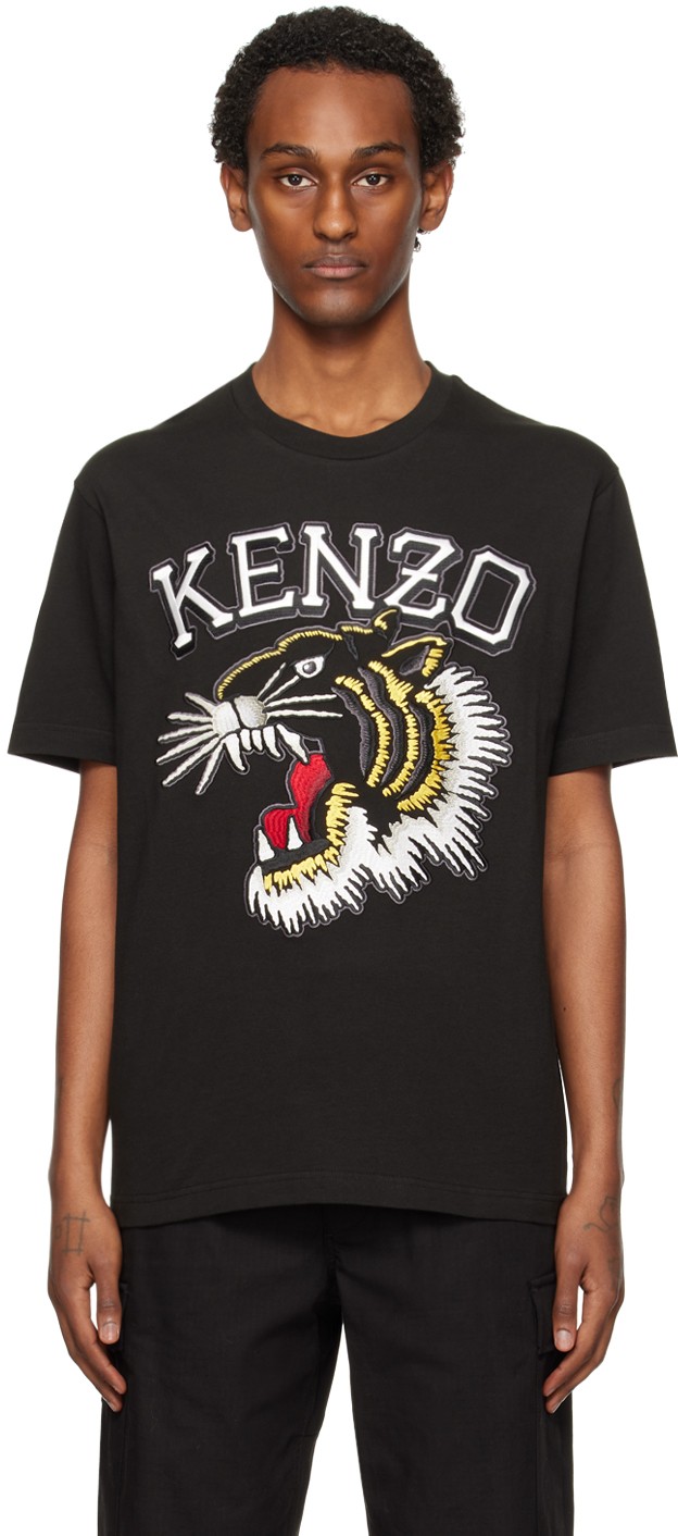 Póló KENZO Paris Varsity Tiger T-Shirt Fekete | FE55TS1874SG, 0