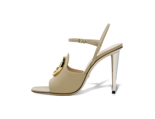 Sneakerek és cipők Gucci Leather Heeled Sandals "Beige" Bézs | 723392 C9D00