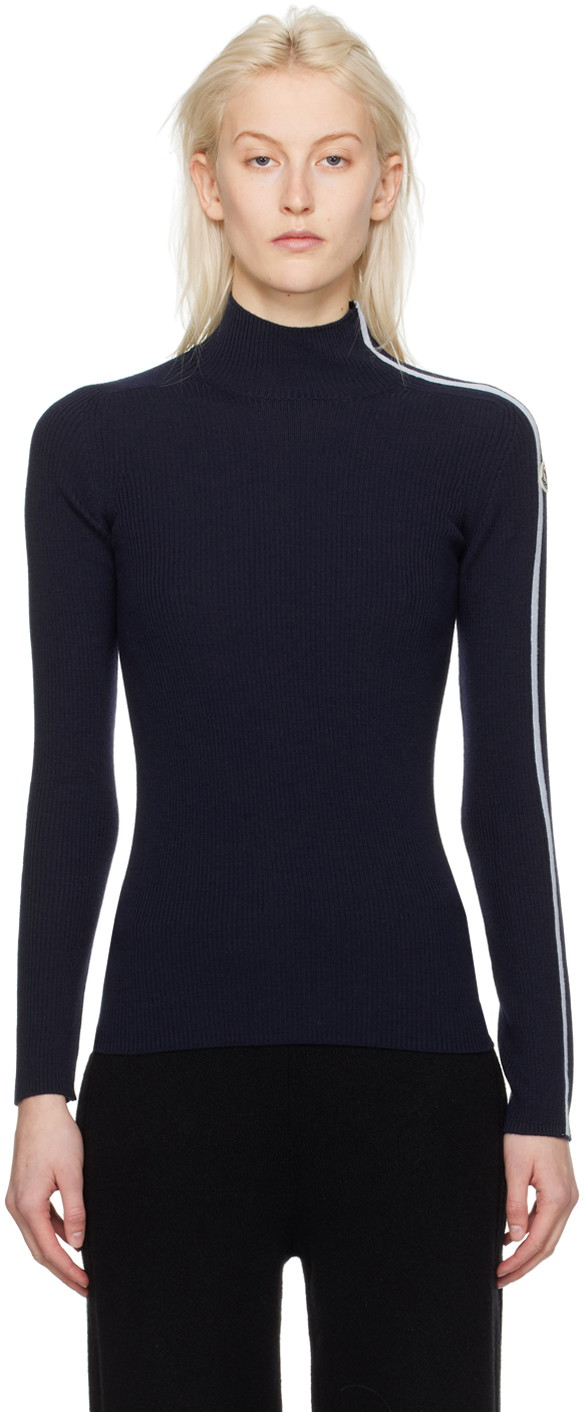 Pulóver Moncler Striped Turtleneck Fekete | J10939F00001M1131