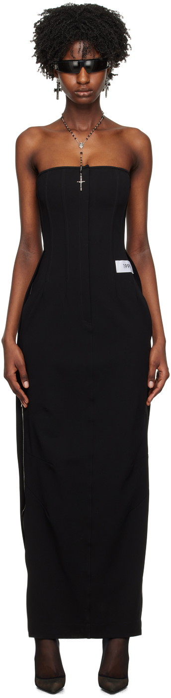 Ruha Dolce & Gabbana Black Kim Kardashian Edition Zip Vent Maxi Dress Fekete | F6BEMT FUGKF