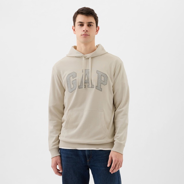 Sweatshirt GAP French Terry Pullover Logo Hoodie Unbleached White Bézs | 868453-02