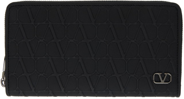 Pénztárca Valentino Garavani Embossed Wallet Fekete | 4Y2P0570KXM