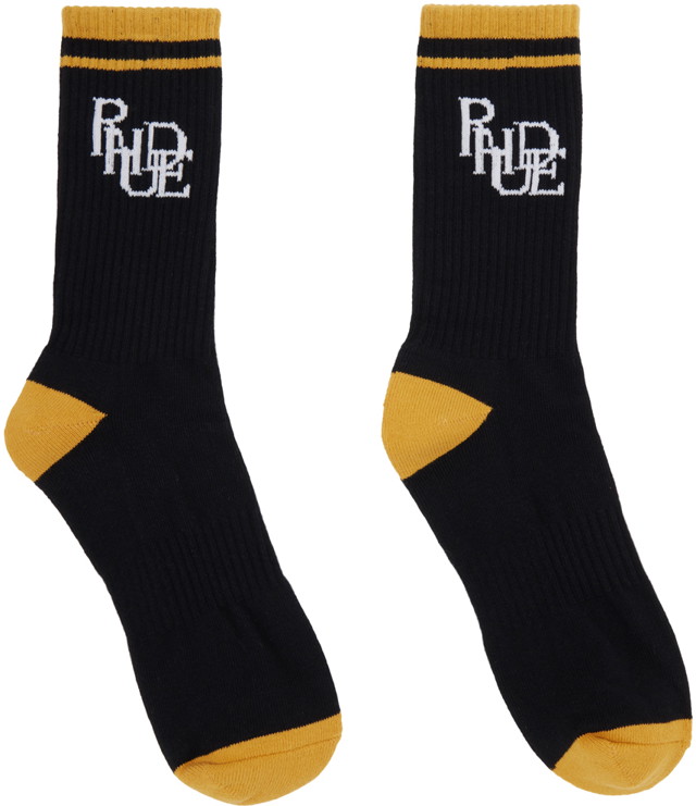 Zoknik és harisnyanadrágok Rhude Scramble Logo Socks Fekete | RHPS24SO04616152