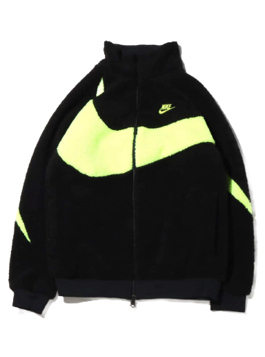Dzsekik Nike Big Swoosh Reversible Boa Jacket Black Neon Fekete | BQ6546-017