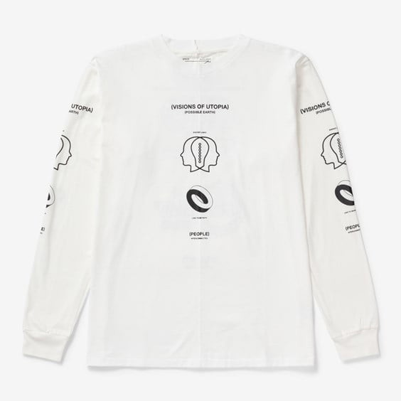 Póló Space Available Upcycled Utopia Long Sleeve Tee Fehér | SA-UULS001-WHT