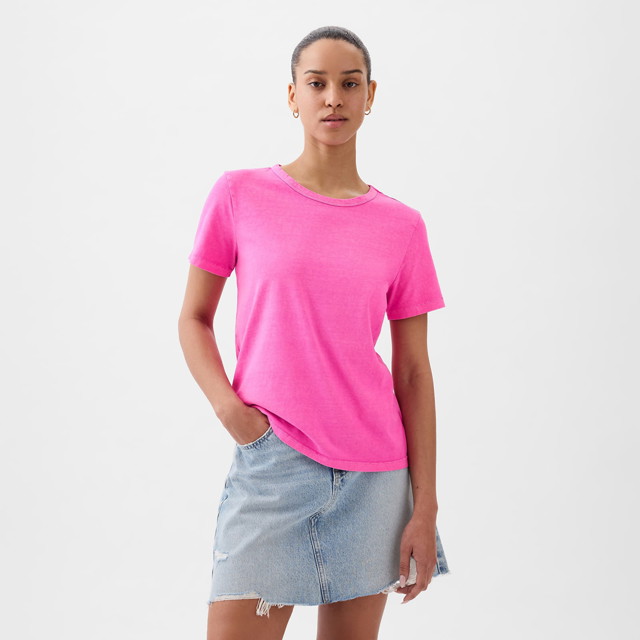 Póló GAP Crewneck Tee Standout Pink Rózsaszín | 795346-88