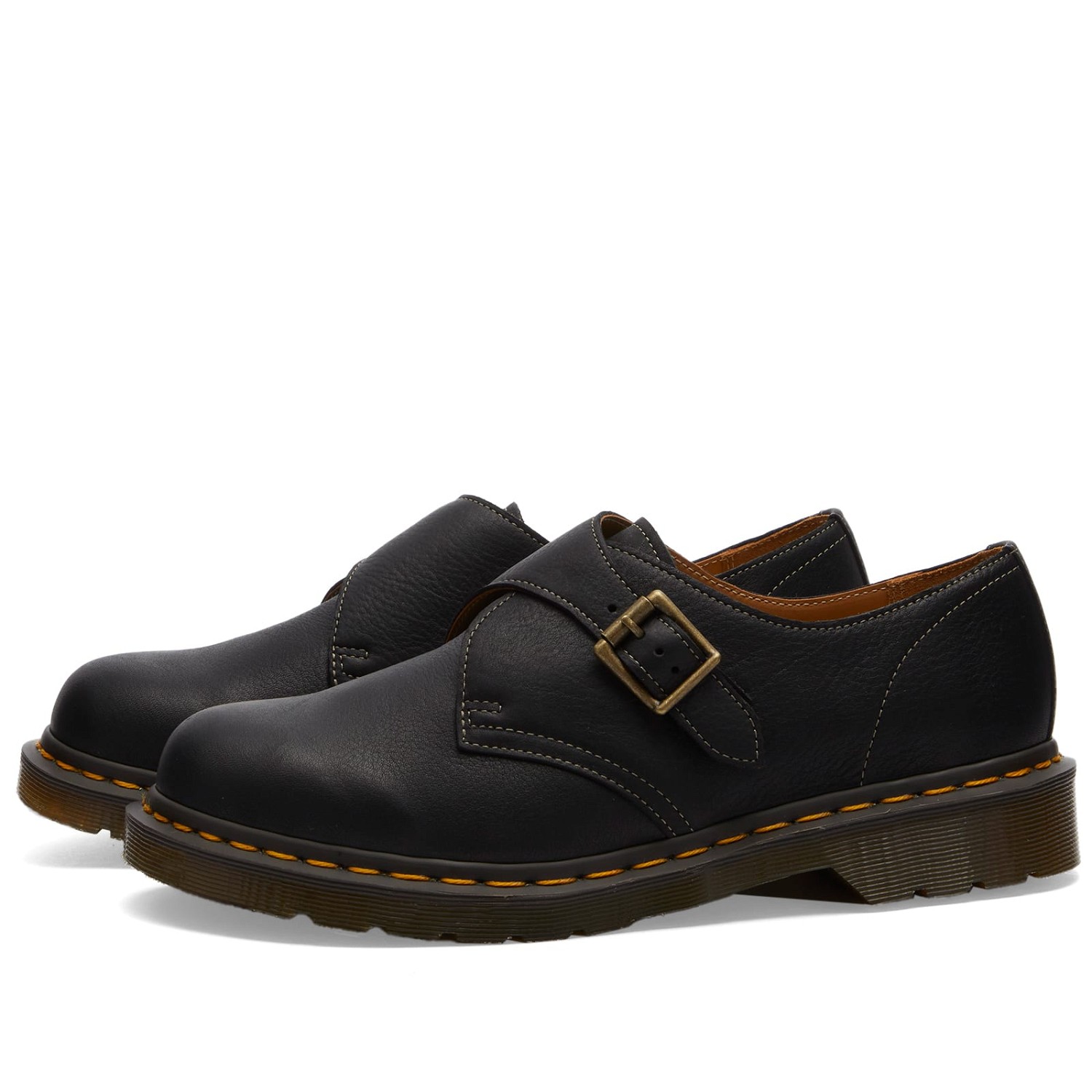 Sneakerek és cipők Dr. Martens Men's 1461 Monk in Black, Size UK 10 | END. Clothing Fekete | 31477001, 0