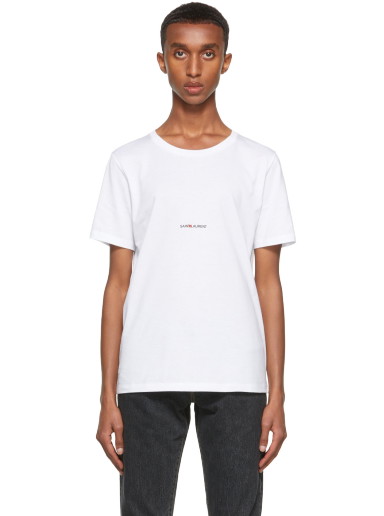 Póló Saint Laurent Rive Gauche Logo T-Shirt Fehér | 464572YB2DQ