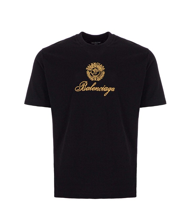 Póló Balenciaga Qixi Crest Medium Fit T-Shirt Fekete | 612966TMVL41075