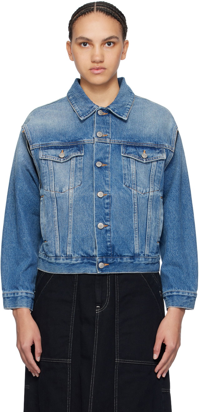 Dzsekik Maison Margiela MM6 Cutout Denim Jacket Kék | S52AM0294 S30589