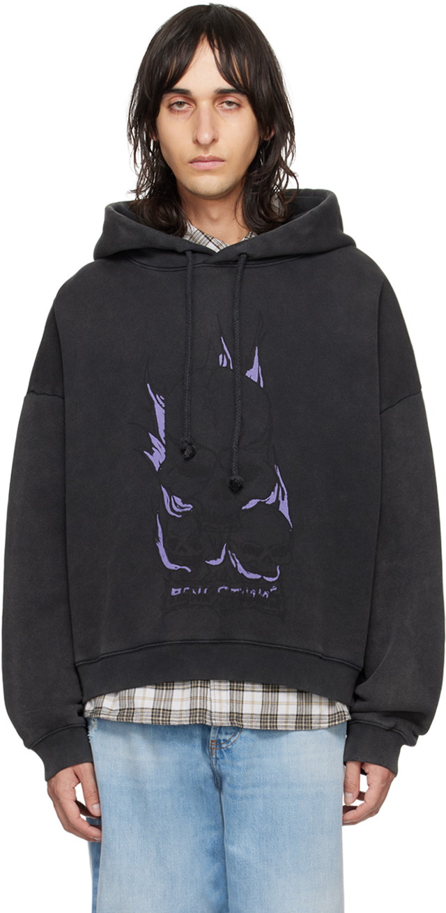 Sweatshirt Acne Studios Graphic Hoodie Fekete | CI0165-