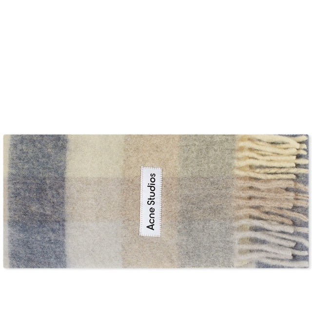 Sálak és kendők Acne Studios Vally Checked Logo Scarf Bézs | CA0084-DL6