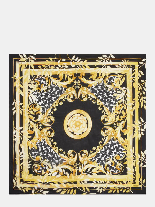 Sálak és kendők GUESS Baroque-Print Silk Foulard Sárga | AW5173SIL20