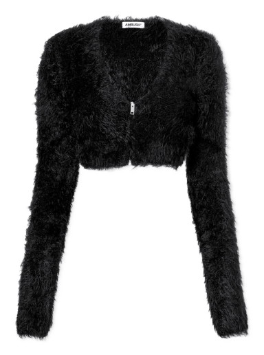Pulóver Ambush Faux Fur Knitted Cardigan Fekete | BWHB020S23KNI0011000
