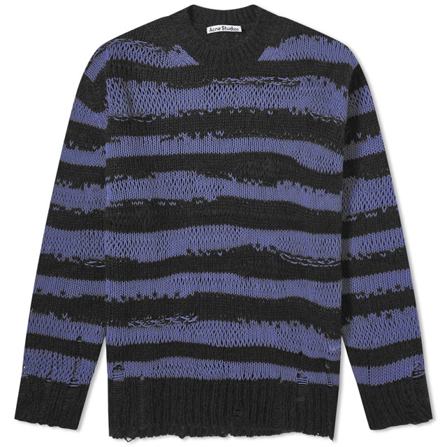 Pulóver Acne Studios Karita Mohair Stripe Jumper Sötétkék | A60399-DL9