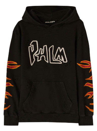 Sweatshirt Palm Angels Graffiti Flames Hoodie Fekete | PMBB117F22FLE0021001