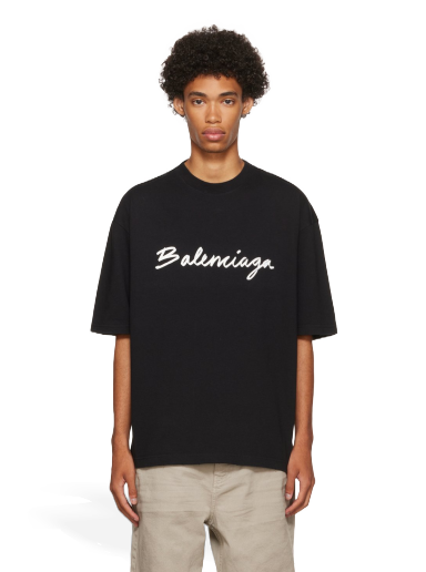 Póló Balenciaga Cotton T-Shirt Fekete | 612966-TMVB4-1070