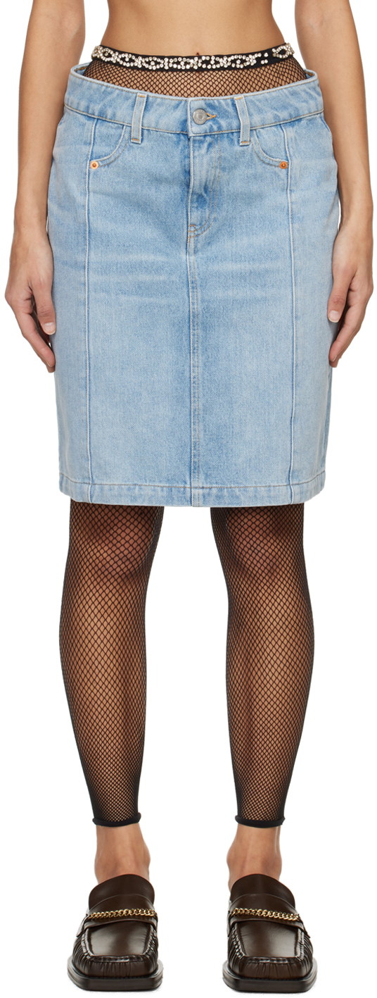 Szoknya Martine Rose Narrow Front Denim Miniskirt Kék | MRSS24-238