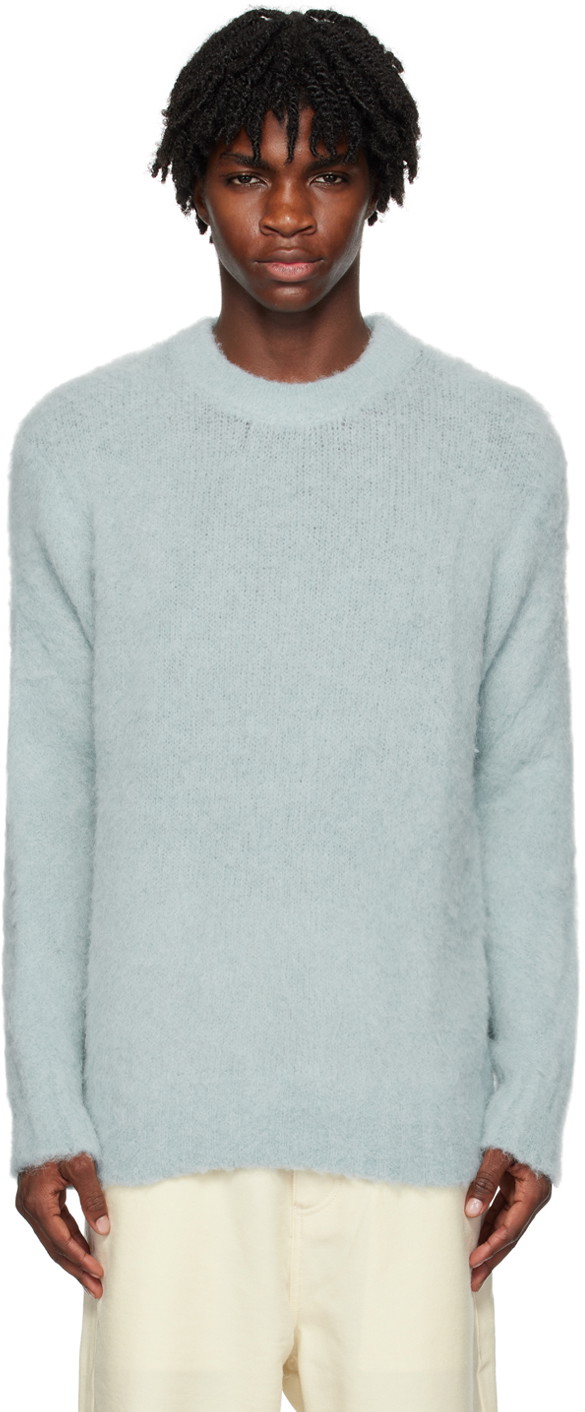 Pulóver AMI Hairy Sweater Kék | HKS026.KN0021, 0
