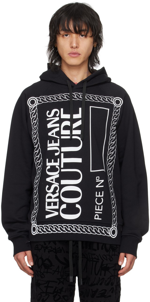 Sweatshirt Versace Printed Hoodie Fekete | E76GAIE04_ECF00E