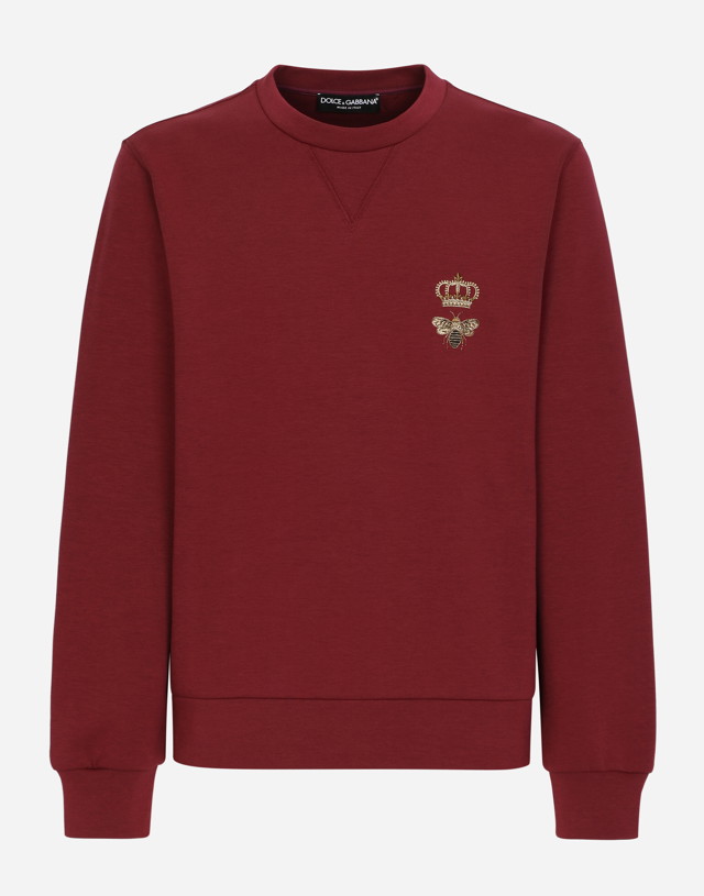 Sweatshirt Dolce & Gabbana Cotton Jersey Sweatshirt With Embroidery Burgundia | G9ABJZHU7H9R0108