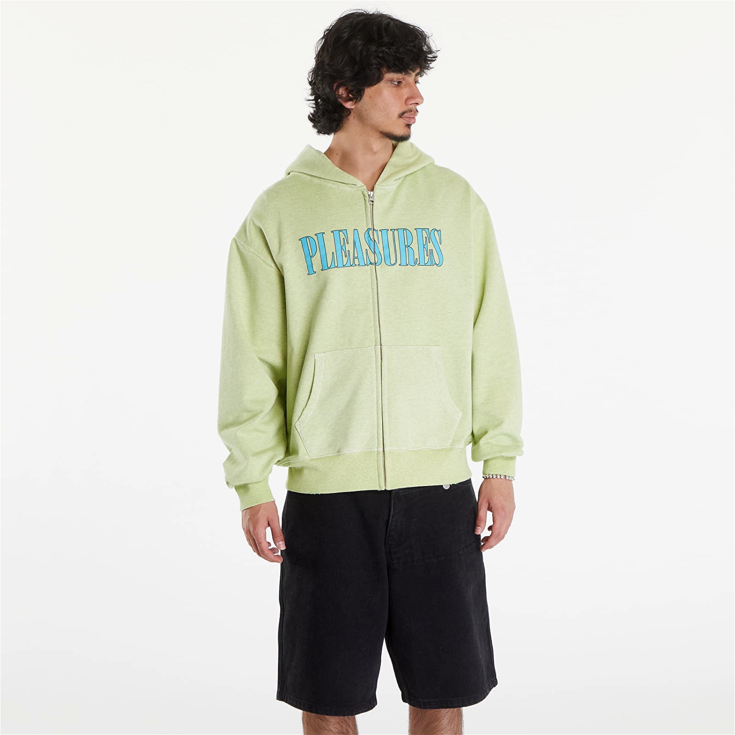 Sweatshirt Pleasures Onyx Zip Up Hoodie Faded Lime Zöld | P24SU011 LIME, 0