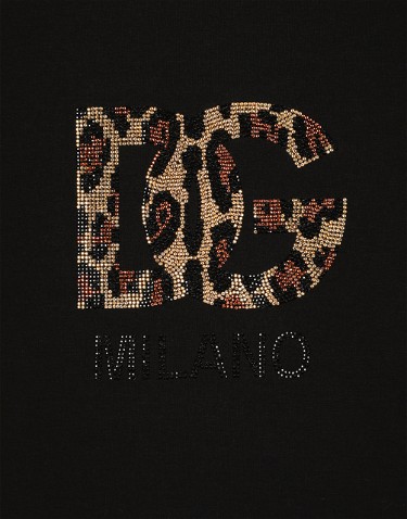 Póló Dolce & Gabbana Short T-shirt With Fusible-rhinestone DG Logo Fekete | F8U48ZGDBZWN0000, 3